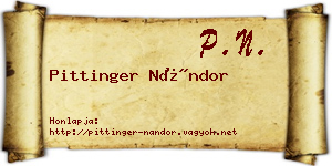Pittinger Nándor névjegykártya